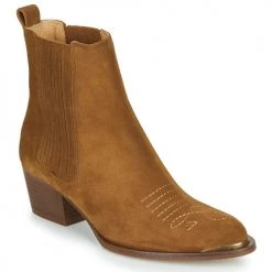 Meilleur prix ⌛ Chaussures Femme Bottines Ikks TIAG SUEDE Camel 💯