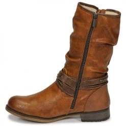 Meilleure affaire 👏 Chaussures Femme Boots Mustang 1139624 Cognac ❤️ -Bottines Boutique 17844375 500 D