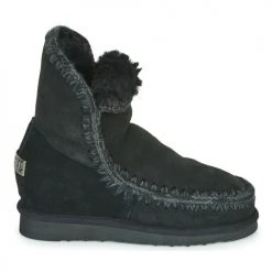 Tout neuf 😀 Chaussures Femme Boots Mou ESKIMO INNER WEDGE SHORT Noir 🔥 -Bottines Boutique 17916192 500 B