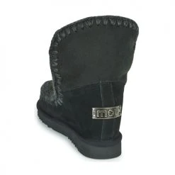 Tout neuf 😀 Chaussures Femme Boots Mou ESKIMO INNER WEDGE SHORT Noir 🔥 -Bottines Boutique 17916192 500 E