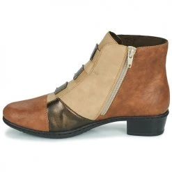 Meilleure vente ⌛ Chaussures Femme Bottines Rieker Y0764-22 Marron / Beige 🎁 -Bottines Boutique 22370329 500 D