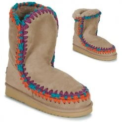 Bon marché ⌛ Chaussures Femme 👍 Boots Mou ESKIMO OVERSTICH Beige / Multicolore ⌛